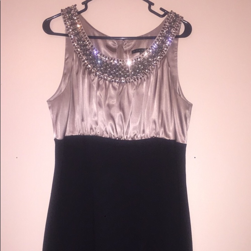 Black and champagne gold dress